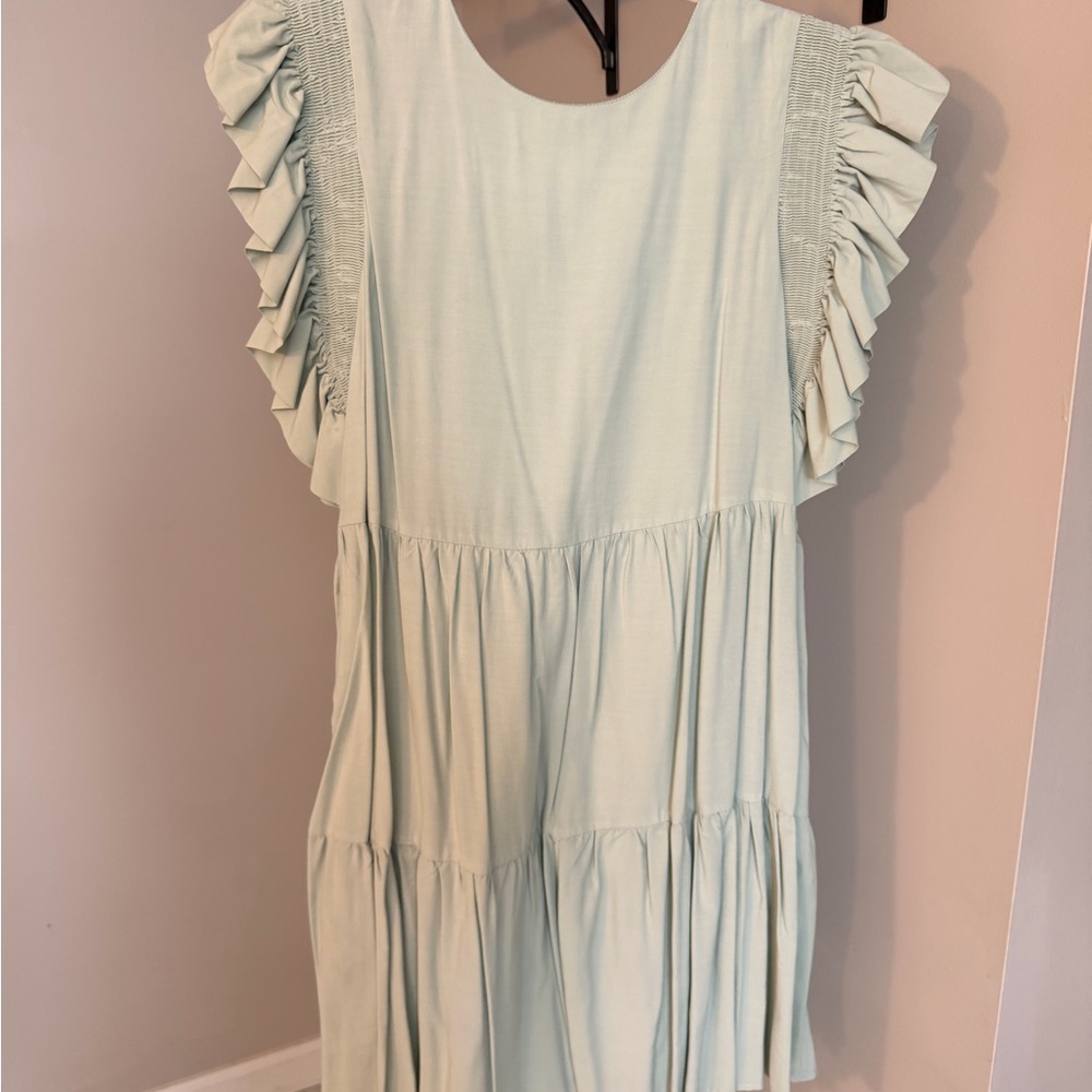 English Factory Pale Mint Ruffle Sleeve Dress